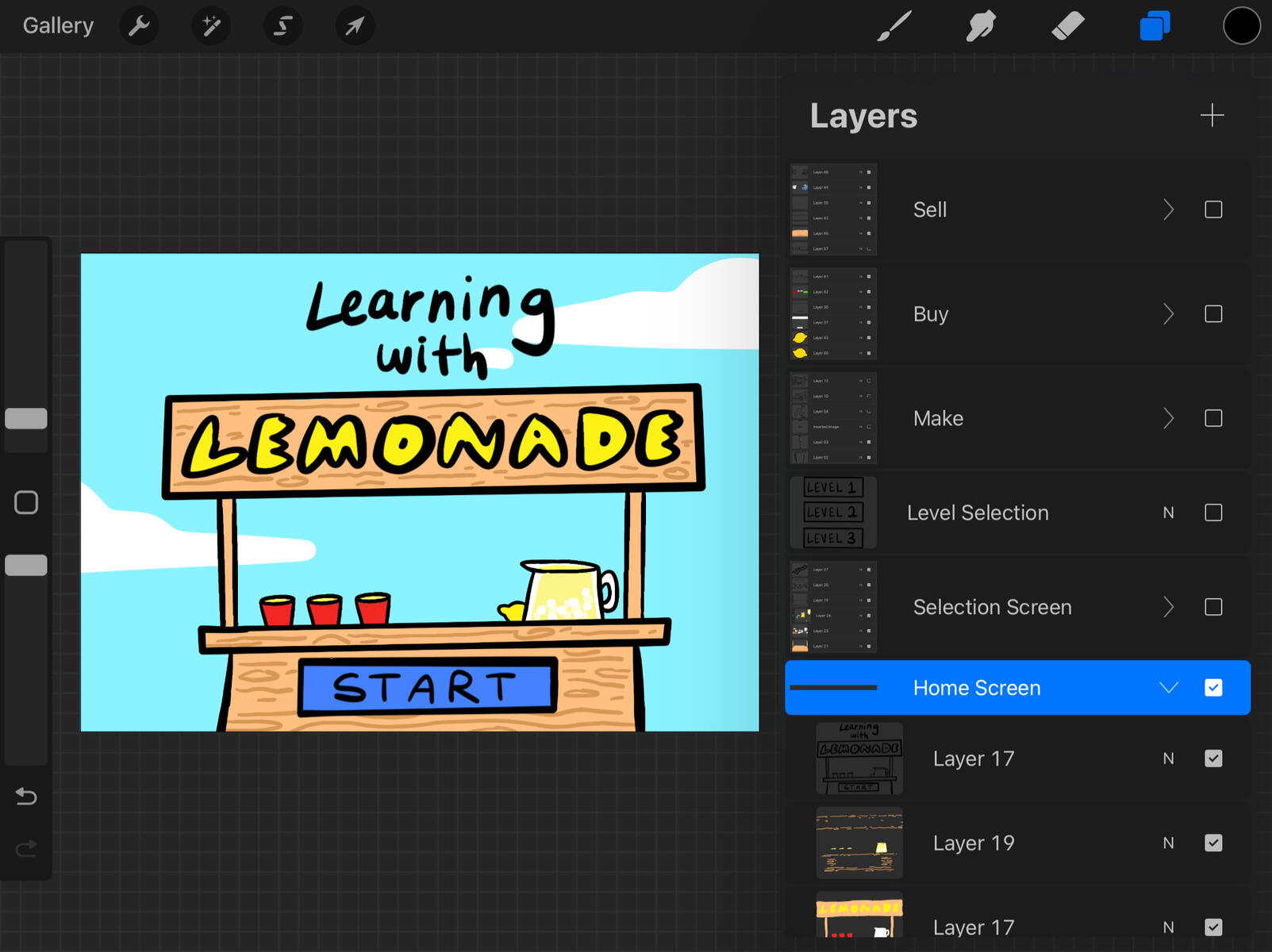 I created all elements of the game in Procreate.
